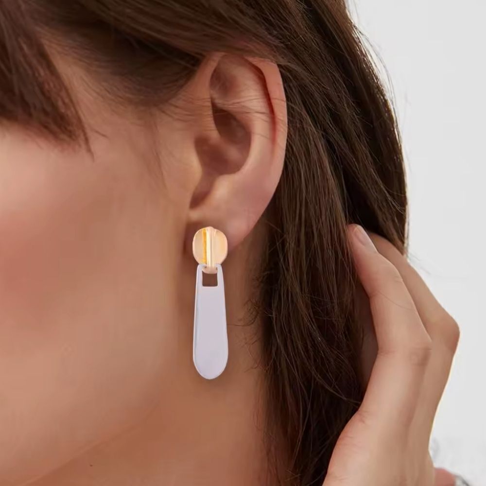New ZARA Twoโtone zipper earrings silver and gold